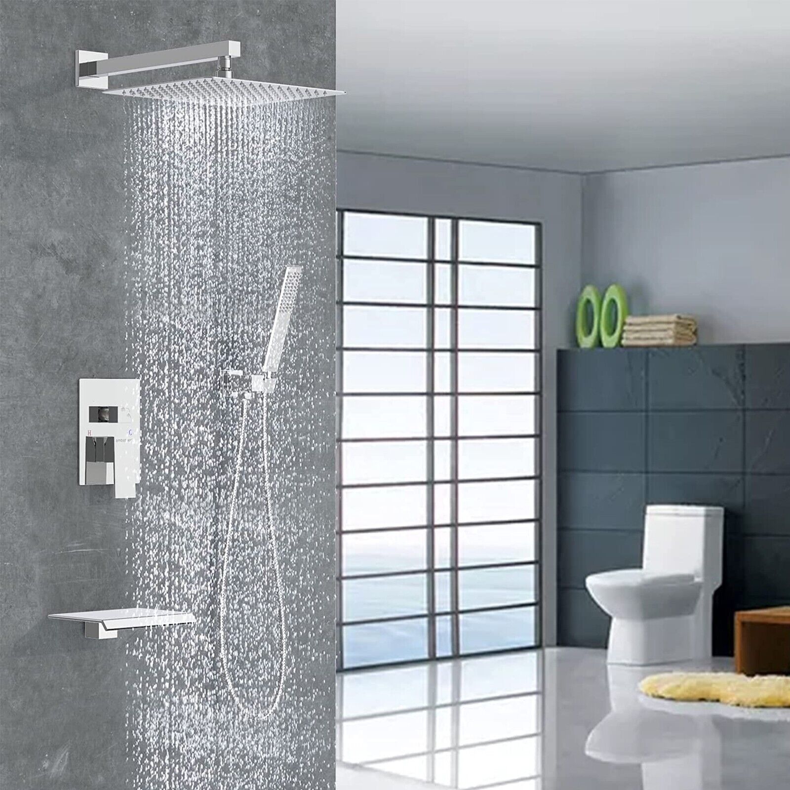 Zovajonia Shower System 12 Inches Shower Faucet Set, Rain Shower Head