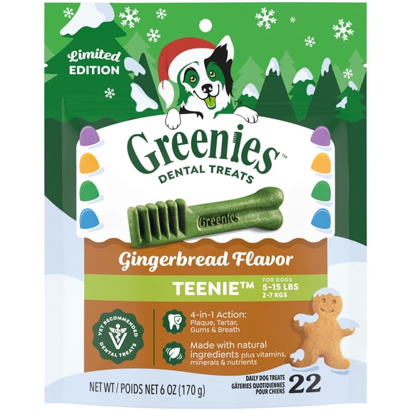 Greenies Dental Treats Gingerbread Flavor for Dogs 6 oz