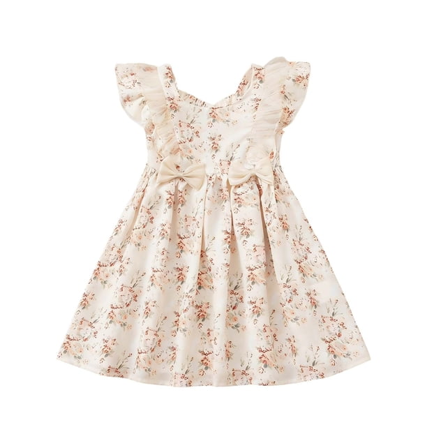 Vestido de Fiesta de Navidad de las Niñas de Pecho Delgado sin Mangas Cintura Acanalada Falda Francesa Cinchada para Dormir Vestido de Navidad de Ocio Diario Niña Bebé
