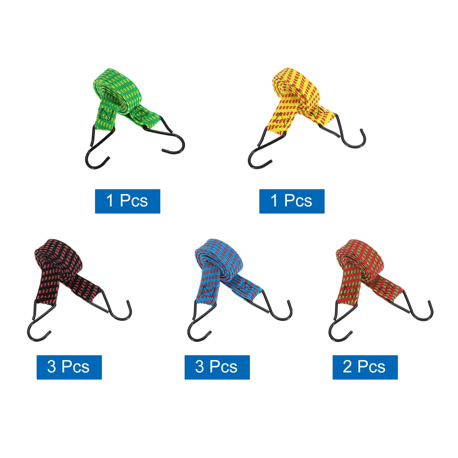 10Pack Bungee Cords, 39.37" Length Bungee Cords with Hooks 0.98" Width Adjustable Flat Elastic Rubber Bungee Straps for Luggage, Roof Racks, Tarpaulin, Moving Cargo, Camps, Tarps