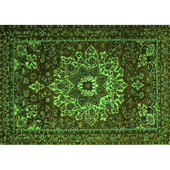 Ahgly Company Indoor Rectangle Persian Green Traditional Area Rugs, 2' x 5'