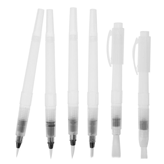 WASHWEPE 6Ud De Pinceles Recargables Para Acuarela Con Punta De Nylon Transparente Para Pintura Artística