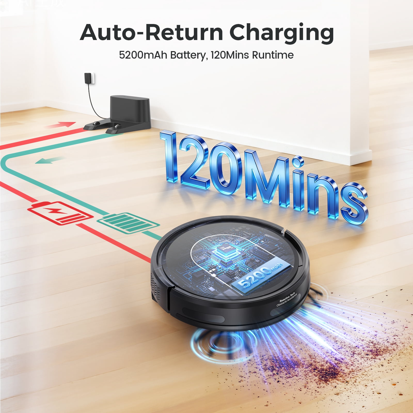 Hivroo Robot Vacuum Cleaner, Robot Vacuum and Mop Combo with WIFI/Alexa for Carpet, Hardwood & Tile
