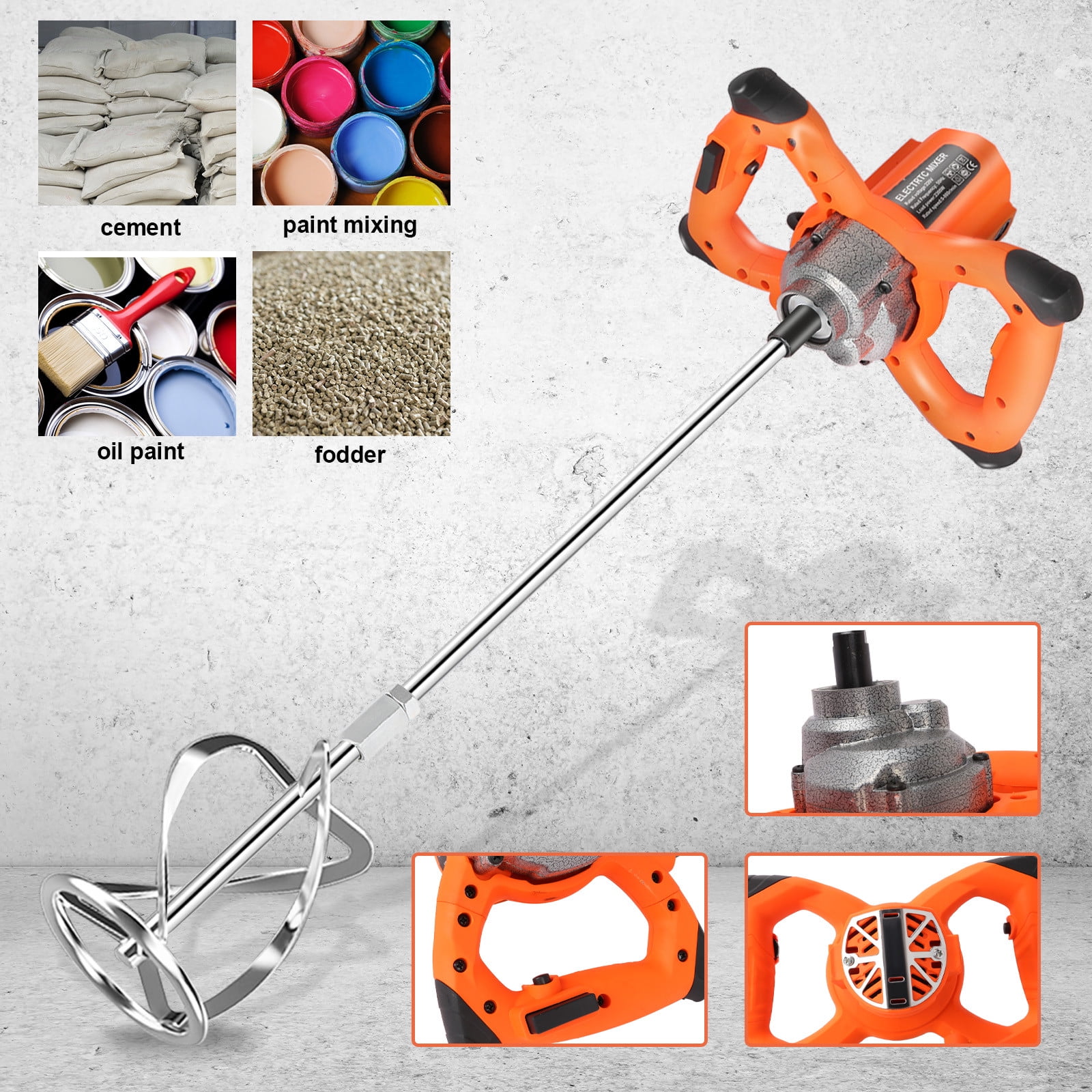 2380W Electric Plaster Paddle Mixer Drill Mortar Cement Paint Stirrer Whisk 240V