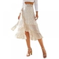 thumbnail image 2 of Women's Chiffon Floral High Waist Ruffle Tie Wrap Midi Skirt Summer Beach Maxi Dress, 2 of 7