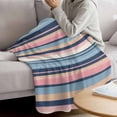 thumbnail image 3 of Blue Pink Striped Blanket Soft Cozy Warm Throw Blanket for Couch, Plush Fuzzy Flannel Fleece Blankets for Sofa, Farmhouse Vintage Stripe Bed Blankets Lightweight Gifts for Women, 40"x50", 3 of 9