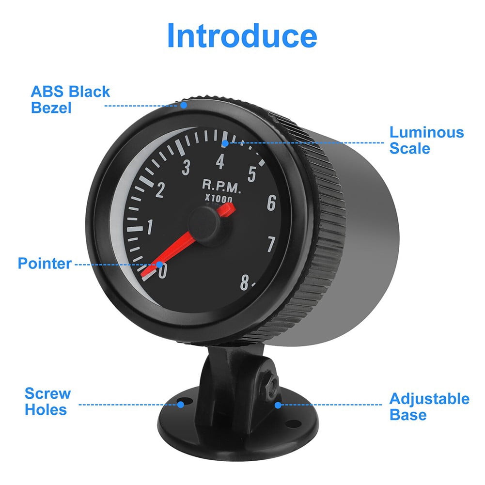 2" 52mm Car Tachometer Gauge Meter with LED Shift Light 0-8000 RPM 12V