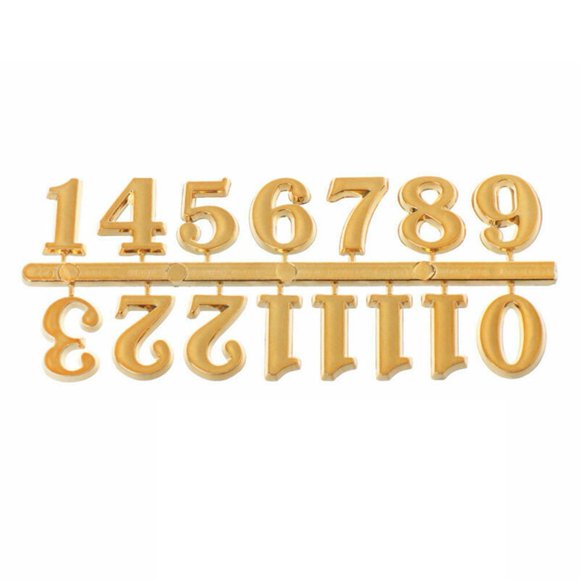 (Golden)Wharick 12Pcs/Set Clock Numeral Arab Number Easy Assembly Solid Color Replacement DIY Quartz Clock Number for Home