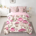thumbnail image 2 of Homewish Cute Cartoon Mushroom 7pcs Bedding Comforter Set,Rustic Floral Flower Queen Bedding Sets,Pink Beige Queen Sheet Sets For Girl Teens,Microfiber Bedroom Decor Reversible, 2 of 8