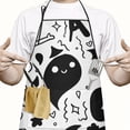 thumbnail image 2 of Black and White Halloween Doodle Pattern Apron-Garden Aprons for Women with Pockets-Cotton Linen Waterproof Kitchen Cooking Gardening Aprons Adjustable for Kitchen,Cooking,BBQ and Salon 33"x27", 2 of 7