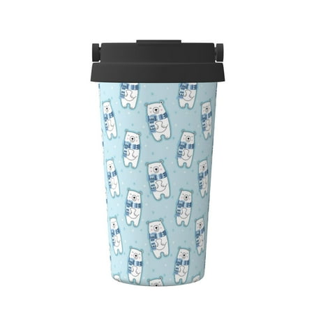 

KLL blue Scarf Bear Pattern Stainless Steel Vacuum Insulated Tumbler - Carry Insulated Coffee Mug - Reusable Insulated Cold Brew Iced Coffee Cup Thermos
