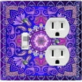 thumbnail image 1 of Metal Light Switch Plate Cover Elegant Purple Mandala Flower Tile Pattern TIL066, 1 of 13