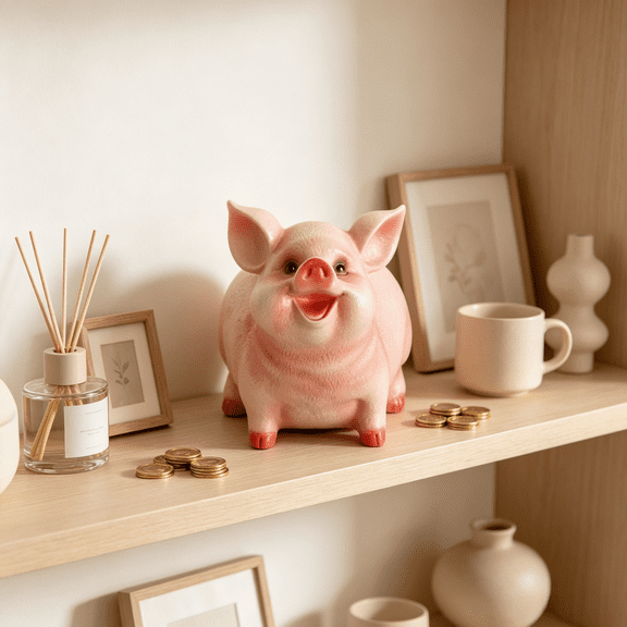 TWGRNF Cute Pig Shaped Resin Money Bank, Kids Adults Saving Jar Bedroom Home Decor Gift