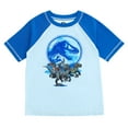 thumbnail image 3 of Jurassic World Jurassic Park Blue T-Rex UPF 50+ Rash Guard and Swim Trunks Outfit Set Little Kid to Big Kid, 3 of 5