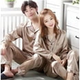 thumbnail image 4 of New Wedding Couple Pajamas Spring And Autumn Red Female Bridal Ice Silk Home Service Suit Natal Male Summer Bride, 4 of 6