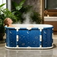 thumbnail image 6 of Beuway 45.27"Upgraded Foldable Bathtub for Adults,Fold-In-Half Tub for Ice Hot Bath,Install-Free(Blue), 6 of 11