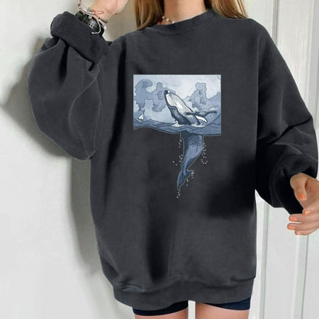 

Hipster Graphic Print Fleece Oversized Sweatshirt for Womens Crewneck Long Sleeve Drop Shoulder Pullover Tops Trendy Comfy Outerwear Sweatshirt Top for Women & Teen Girls