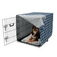 thumbnail image 2 of Blue Dog Crate Cover, Checkered Pattern with Abstract Spring Blossoms Folkloric Holland Cultural Pattern, Easy to Use Pet Kennel Cover for Medium Large Dogs, 35" x 23" x 27", Blue White, by Ambesonne, 2 of 6