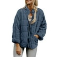 thumbnail image 1 of FOCUSNORM Women Juniors Stand Collar Long Sleeve Solid Color Full Zip Quilted Jackets, 1 of 9