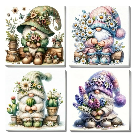 JYLMOOD 4pcs Paint by Numbers for Adults Kits, DIY Easy Painting by Numbers for Gift Home Wall Decoration 25x25cm(without Frame)