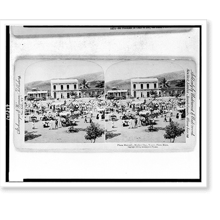 Historic Print, Plaza Mercado, market day, Yauco, Porto Rico, 18" x 24"