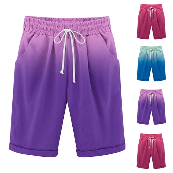 Sakmal Big and Tall Shorts Men Knee Length Cotton Linen Bermuda Wide Leg Blue 9 Inch Summer Solid Mens Shorts L