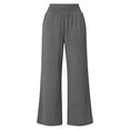 thumbnail image 4 of Women's Tencel Loose Wide Leg Pants, Mid Elastic Waist, Tummy Control, Straight Leg Trousers for Casual, Walking, Travel, Office, Lounge, Soft Summer | TruBelle,Gray M, 4 of 6