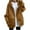 Brown, variant on Fesfesfes Winter Coat Womens Casual Loose Pockets Long Sleeve Zip Up Hoodie Solid Color Outerwear Coat