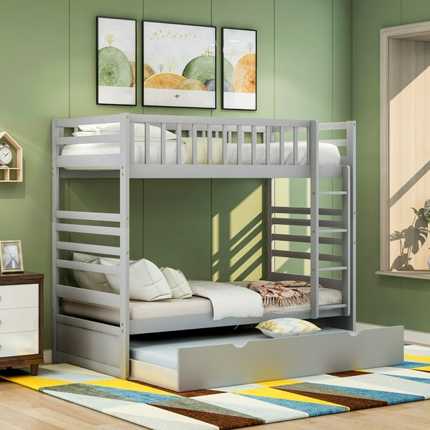 Trundle Wood Twin Bunk Beds, How To Convert Bunk Beds Twin