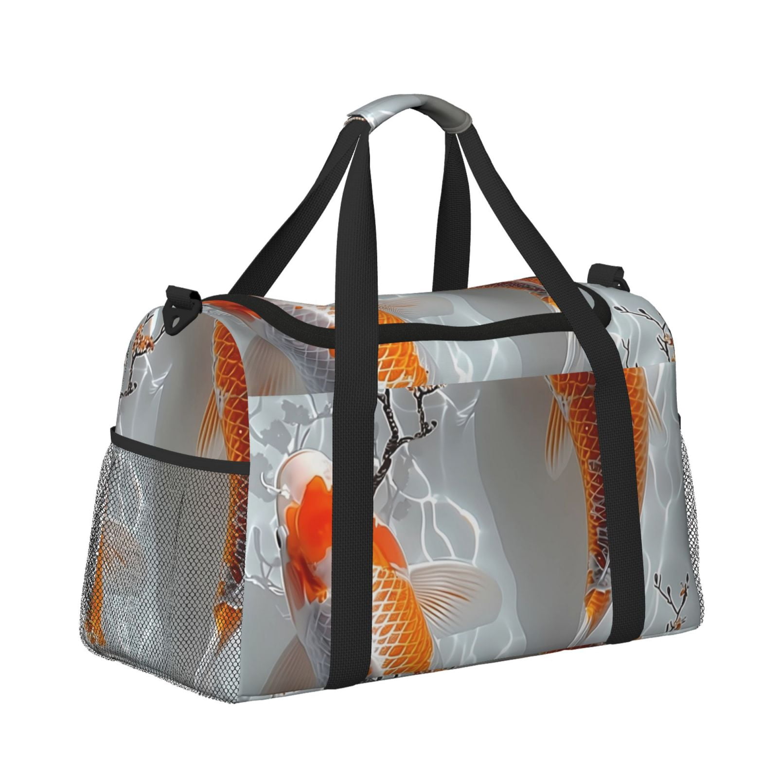 Fuzoiu Koi Fish Water Print Travel Duffle Bag,Carry On Tote Bags,Duffel Bag,Sport Gym Bag, Hospital Bag for Labor and Delivery, Overnight Bag,Luggage Bag