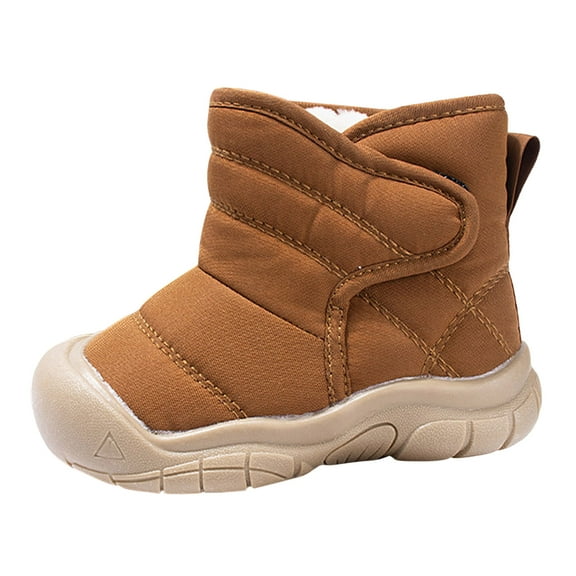 Quealent Baby Boys Girls Winter Warm Shoes Cozy Fleece Snow Boots Toddler Non-Slip Walking Shoes Infant Outdoor Water Resistance Faux Furry Booties Brown for Size 6