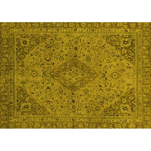 Ahgly Company Indoor Rectangle Abstract Yellow Modern Area Rugs, 4' x 6'