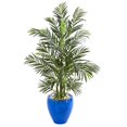 thumbnail image 1 of Nearly Natural 5624 4.5 ft. Areca Palm Artificial Tree in Glazed Blue Planter, 1 of 1