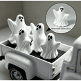 thumbnail image 5 of MInHoues 4.9 Inch Halloween White Vintage Metal Truck with 3 Mini Ghosts Ornament，Farmhouse Halloween Centerpieces for Table Home Mantel Pumpkin Tiered Tray Decor Party Gift, 5 of 9