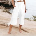 thumbnail image 2 of JIAYUE Women's Pants Solid Color Calf Length Loose High Waist Pocket Comfortable Everyday Wear Stylish Bottoms For Women, 2 of 6