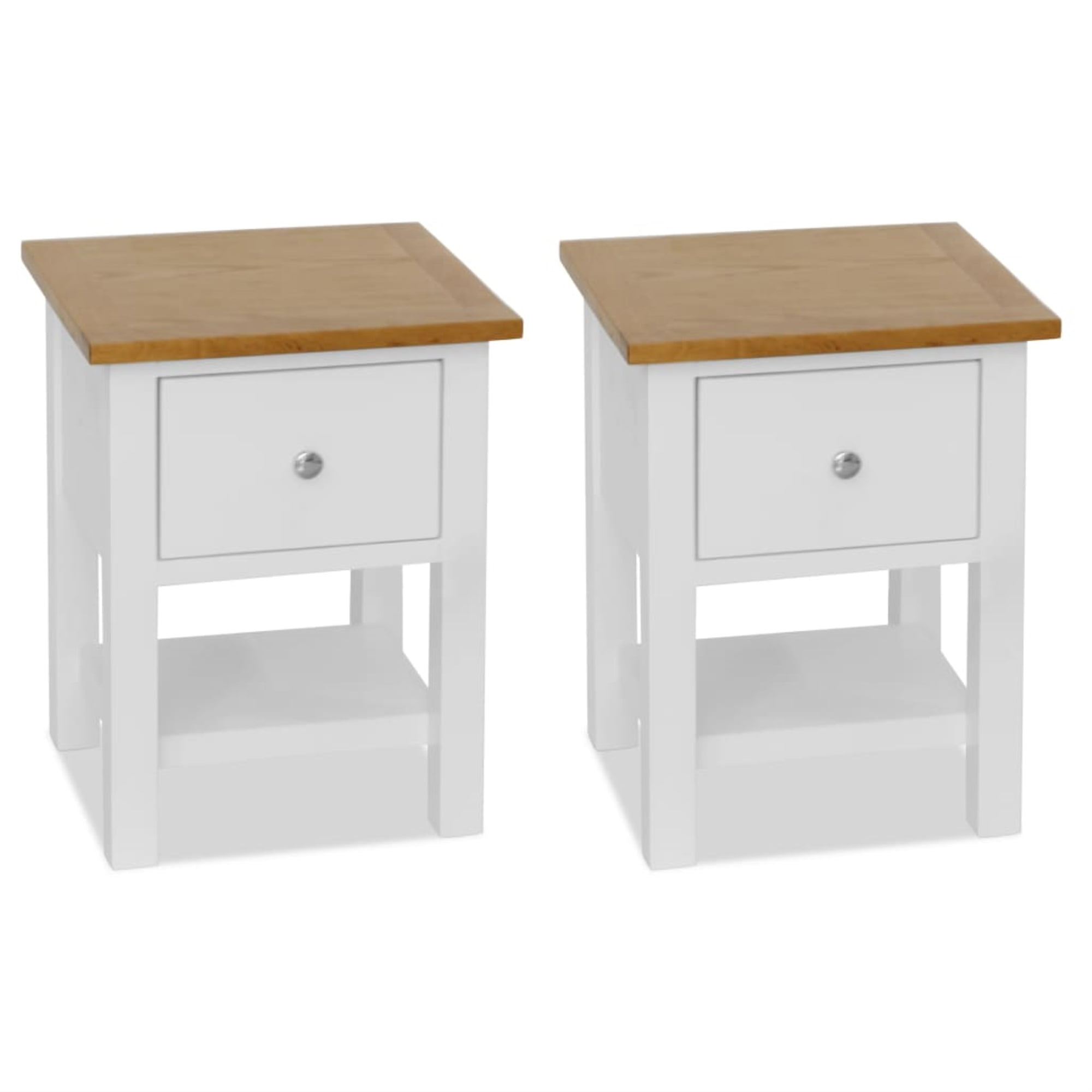 vidaXL Solid Oak Nightstand w/ 3 Drawers Wooden Bedside Table Classic Cabinet 
