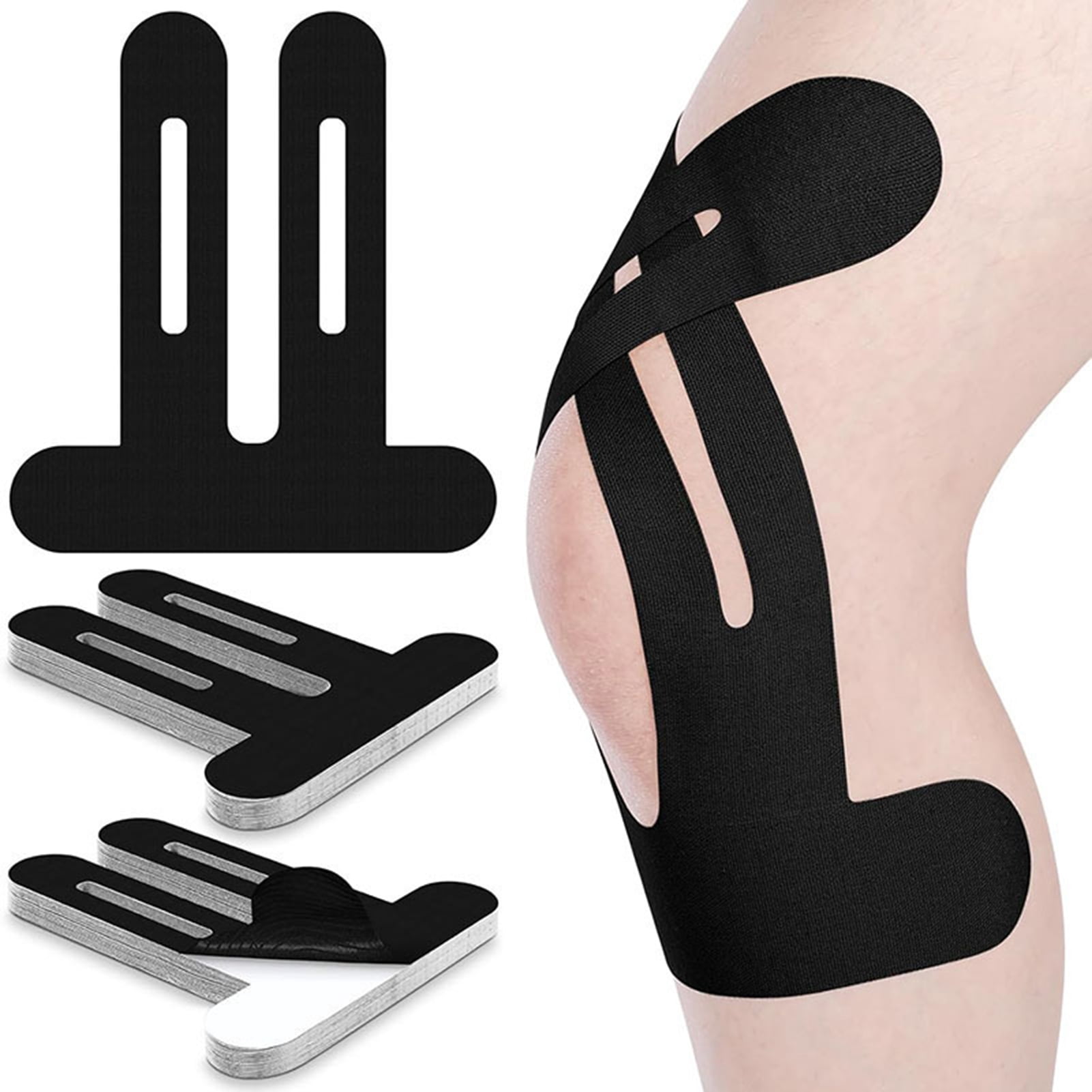 Hyasfey 5/10 Pcs Precut Kinesiology Tape for Knee Pain Relief Cotton Athletic Sports Tape Elastic Knee Support Tape for Knee Stability