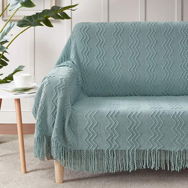 Bourina Throw Blanket Textured Solid Soft Sofa Couch Cover Decorative Knitted Blanket 50 x 60