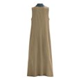 thumbnail image 6 of SAWOBUUN Womens Sleeveless Maxi Dress V Neck Contrast Collar Caftan Dress Casual Loose Fit Cotton Linen Long Sundress with Large Pockets, 6 of 7