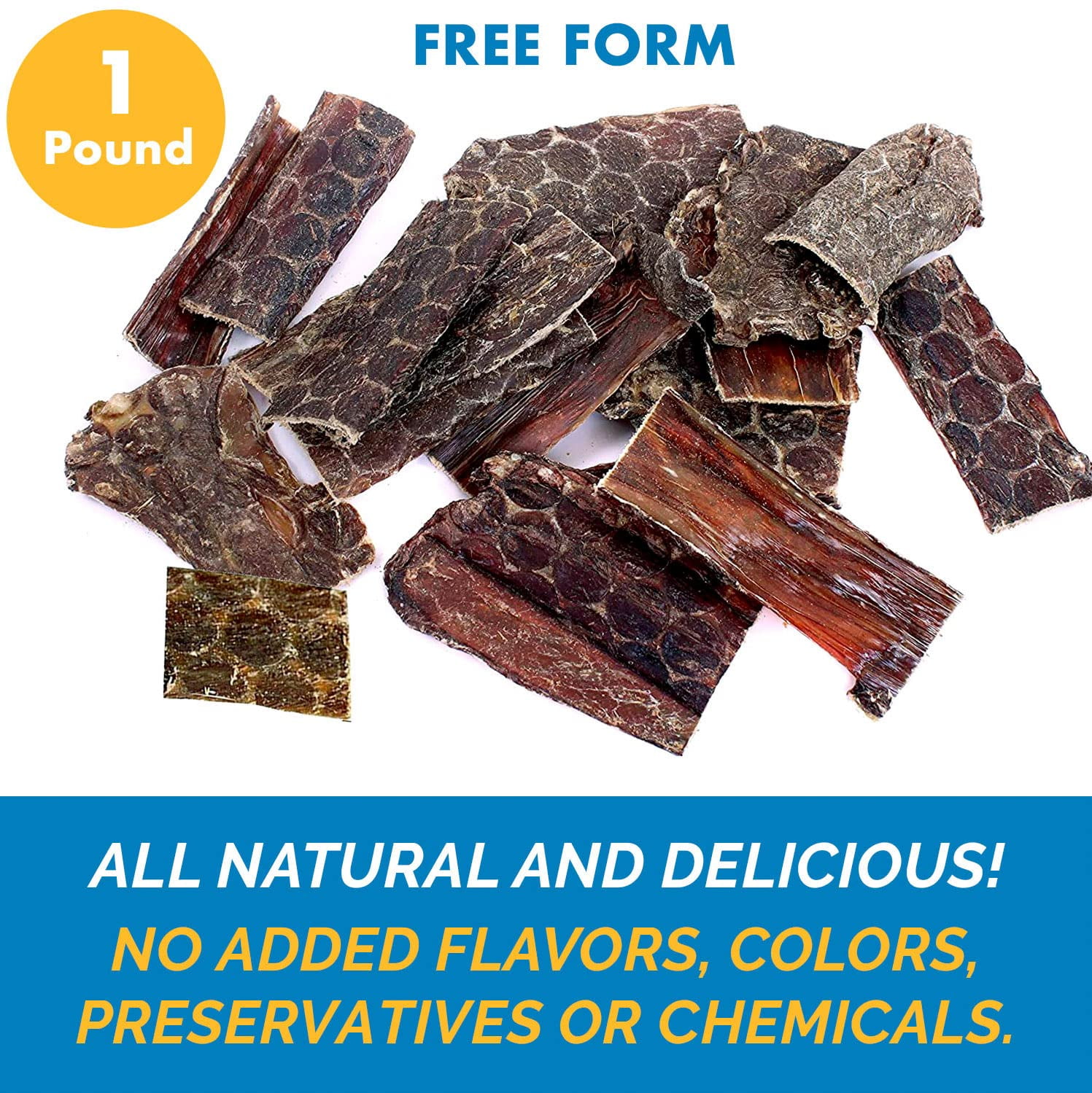 Free-Form (1 Pound) Beef Dog Treats Esophagus for Dogs 100% Natural Healthy Chews for Dogs - All Natural Jerky Meat Free of Preservatives, Hormones, Additives