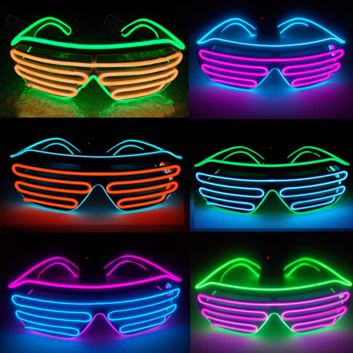  Light  Up Party Glasses EL Wire Fashion Neon Shutter 