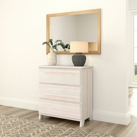 Plank+Beam Solid Wood Farmhouse 3 Drawer Dresser, White Wash