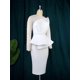 thumbnail image 4 of White Bodycon Dresses O Neck Beading Long Sleeve Peplum Knee Length Evening Cocktail Party Gowns For Ladies, 4 of 5