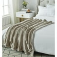 thumbnail image 2 of Posh Pascal 50"x60" Reversible Fabric Heathered Sherpa Blanket in Taupe Brown, 2 of 10