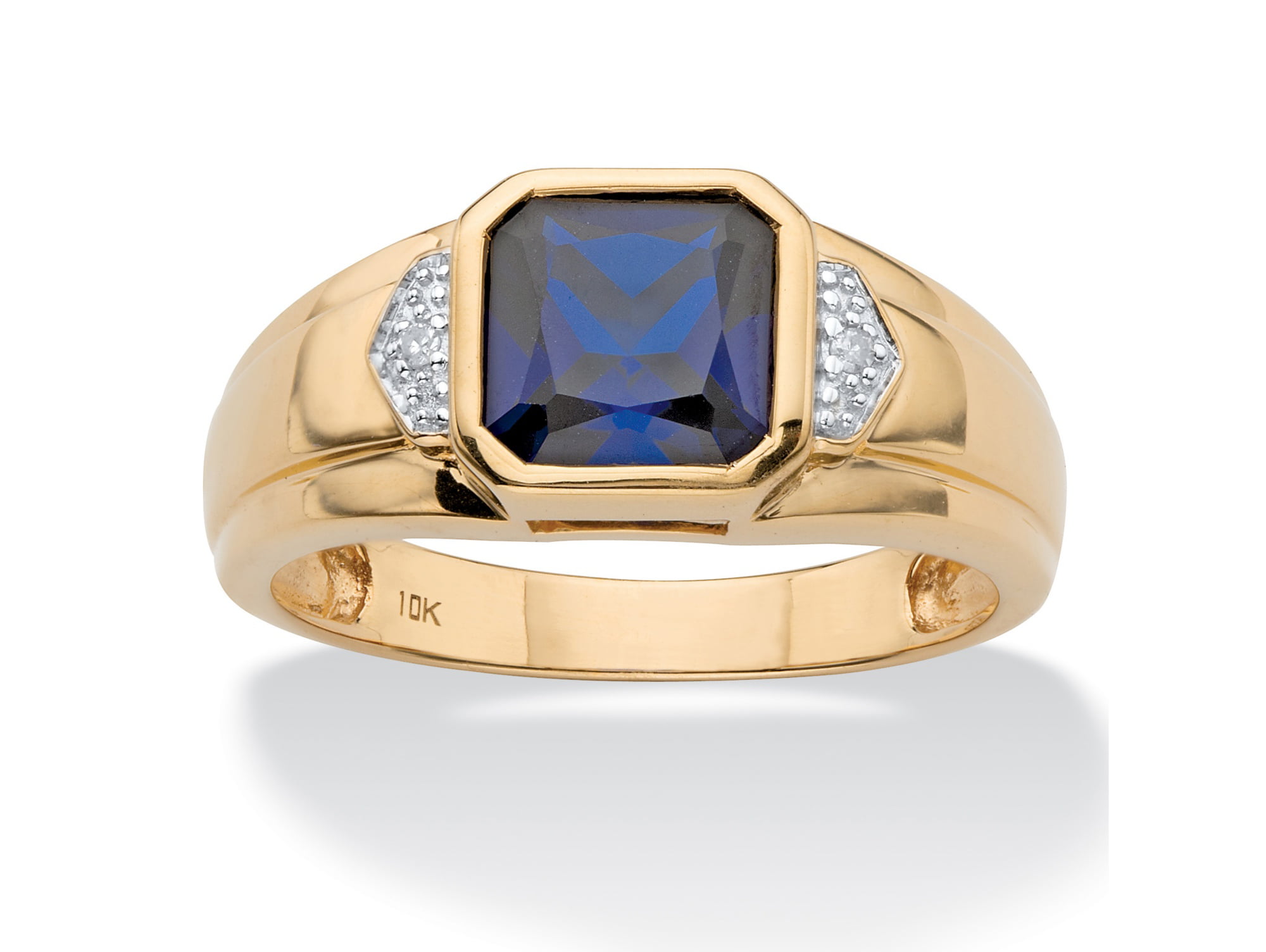 PalmBeach Jewelry - Men's Square-Cut Created Blue Sapphire and Diamond ...