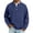 Blue#2, variant on Hvogkswy Long Sleeve Henley Shirts for Men Solid Button Stand Collar Casual Denim Shirt Fashion Vintage Button T-Shirts