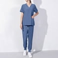 thumbnail image 1 of BVOFAR Scrubs for Women Set V-Neck Tops & Jogger Pants Medical Nursing Uniform Solid Color Stretch Scrubs Set with Pockets, 1 of 6