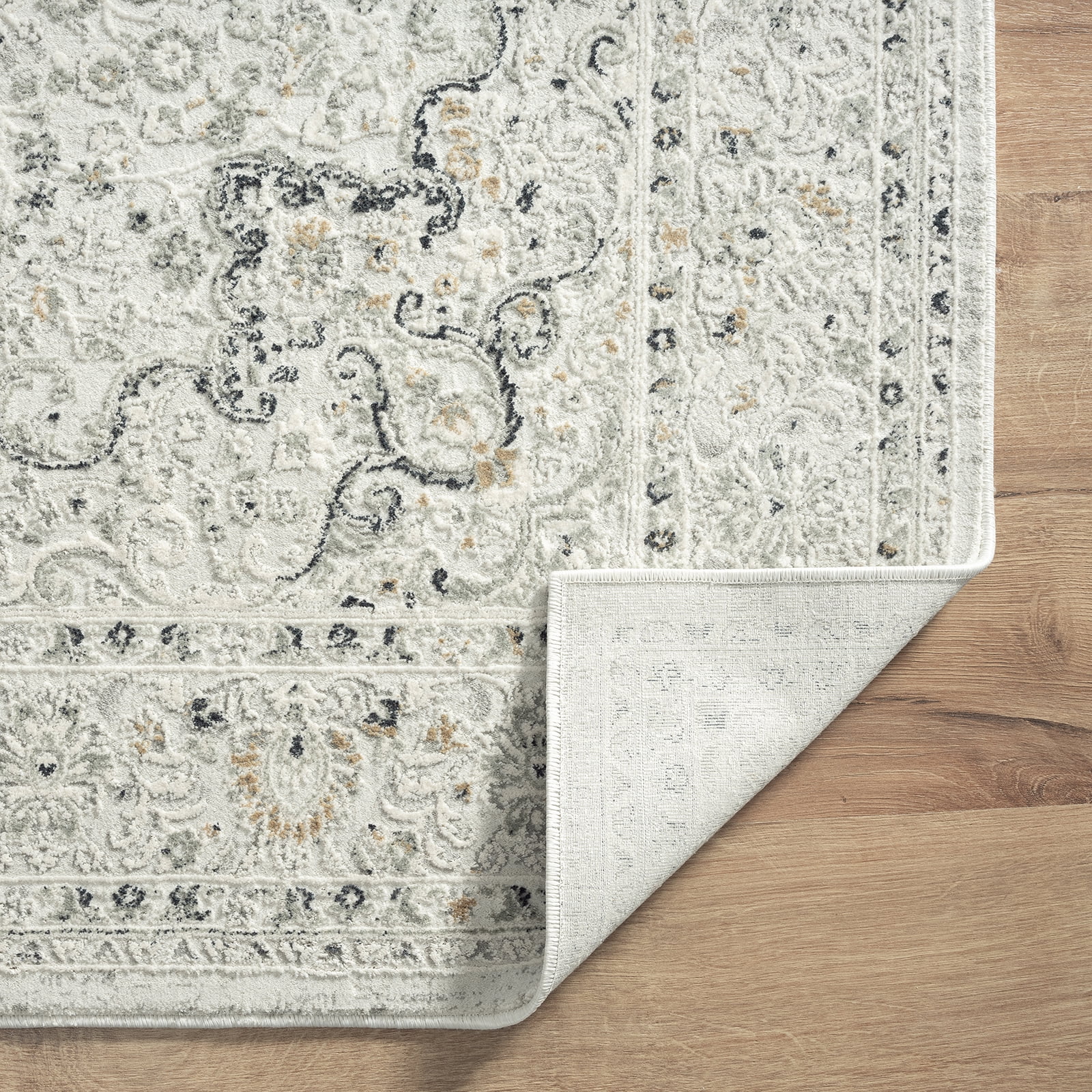 Harlow Hill 4' x 6' Ivory/Gray/Taupe Medallion Traditional Polyester Blend Indoor Area Rug