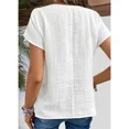 thumbnail image 2 of Blusa informal de manga corta con cuello de bebé para mujer, Rebeca de un solo pecho, Color liso, estilo dulce, verano, 2024, 2 of 4