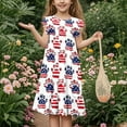 thumbnail image 7 of Gamivast 4Th Of July Girls Summer Dress Cute Print Double Layer Flutter Sleeve Princess Dress Flowy A-Line Midi Dress Vacation Casual Beach Dress White 8Y Vestidos De Verano Para Niña, 7 of 7